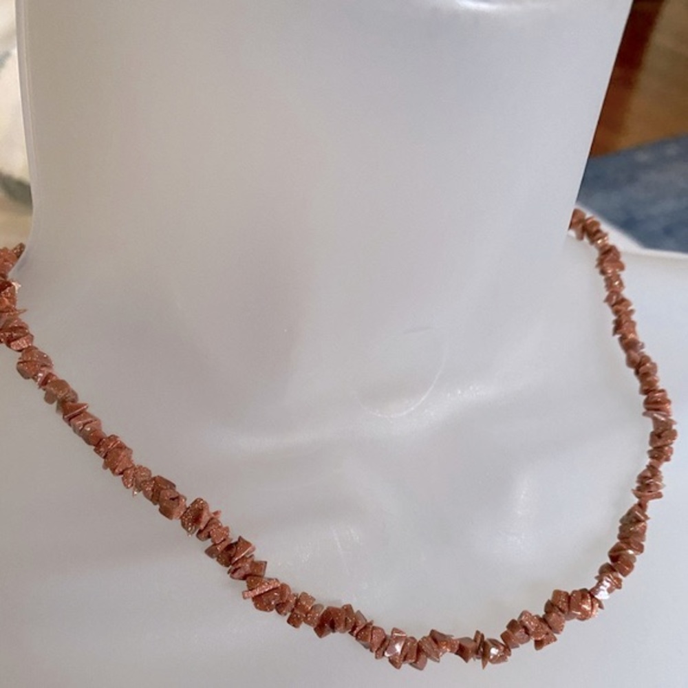 Natural Coral Chip Bead Necklace Warm Orange Peach Irregular Stones